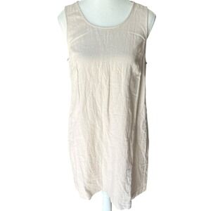 J.Crew Sleeveless Linen Blend‎ Dress Casual Summer Tank Style Neutral Beige Sz 6